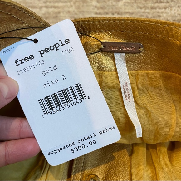 NWT Free People Mustard Leather Mini Dress - Picture 5 of 5